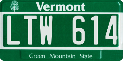VT license plate LTW614