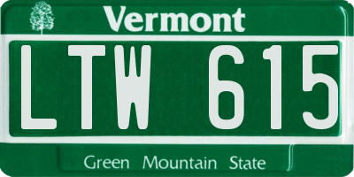 VT license plate LTW615