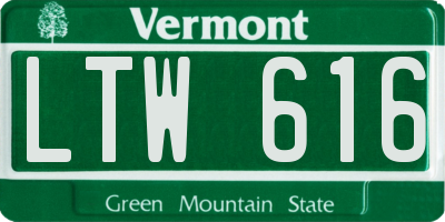 VT license plate LTW616