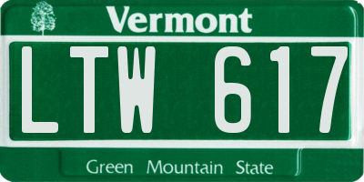 VT license plate LTW617
