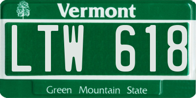 VT license plate LTW618