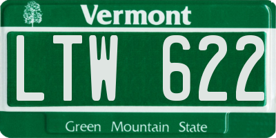 VT license plate LTW622