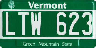 VT license plate LTW623