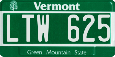 VT license plate LTW625