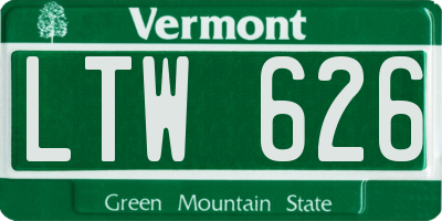 VT license plate LTW626