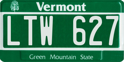 VT license plate LTW627