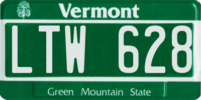 VT license plate LTW628