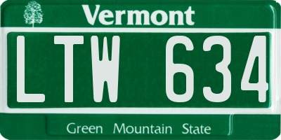VT license plate LTW634