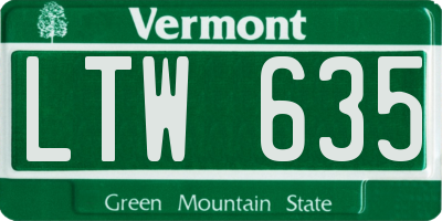 VT license plate LTW635