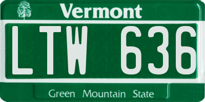 VT license plate LTW636