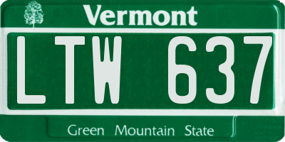 VT license plate LTW637