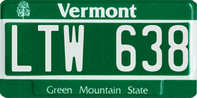VT license plate LTW638