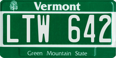 VT license plate LTW642
