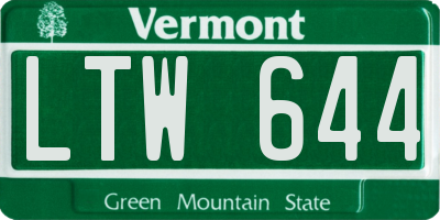 VT license plate LTW644