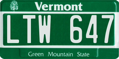 VT license plate LTW647