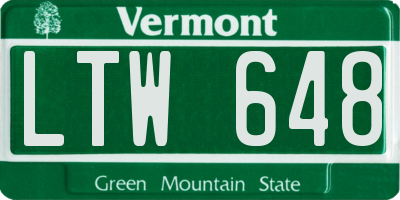 VT license plate LTW648