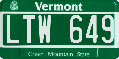 VT license plate LTW649
