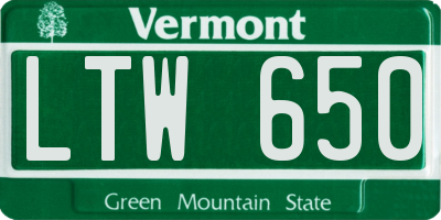 VT license plate LTW650