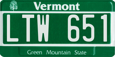VT license plate LTW651