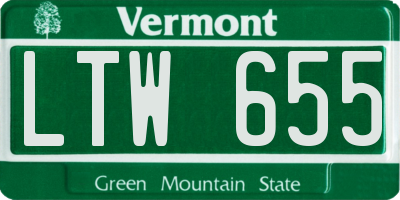 VT license plate LTW655