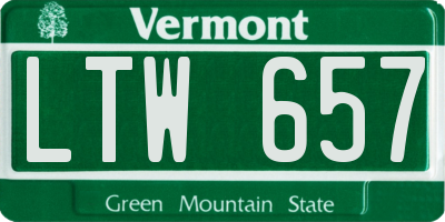 VT license plate LTW657