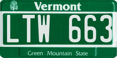VT license plate LTW663