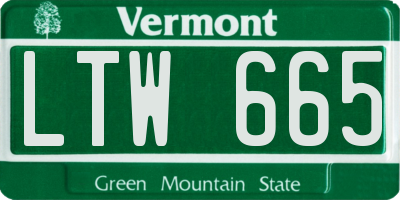 VT license plate LTW665