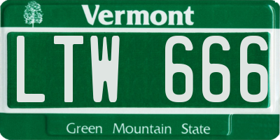 VT license plate LTW666