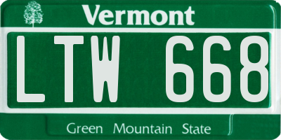 VT license plate LTW668