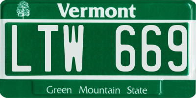 VT license plate LTW669