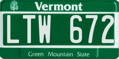 VT license plate LTW672
