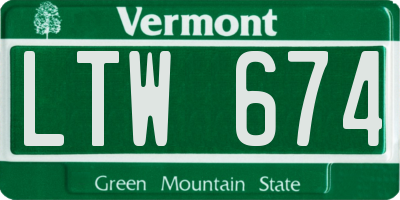 VT license plate LTW674