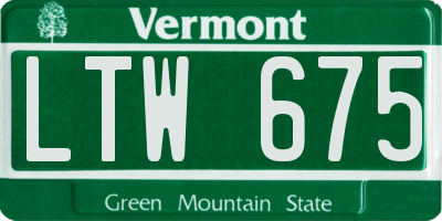 VT license plate LTW675