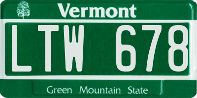 VT license plate LTW678