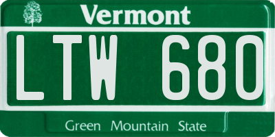 VT license plate LTW680