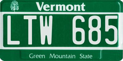 VT license plate LTW685