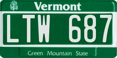 VT license plate LTW687