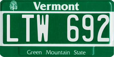 VT license plate LTW692