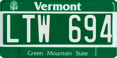 VT license plate LTW694
