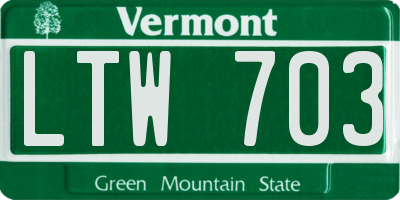 VT license plate LTW703
