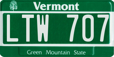 VT license plate LTW707