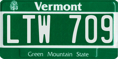 VT license plate LTW709