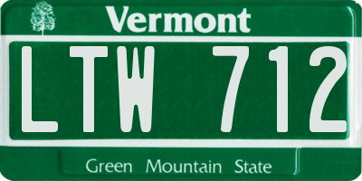 VT license plate LTW712