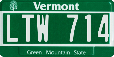 VT license plate LTW714