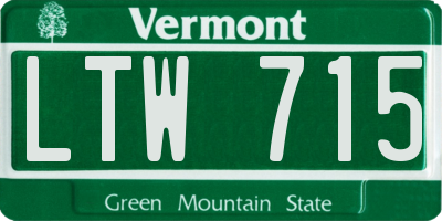 VT license plate LTW715