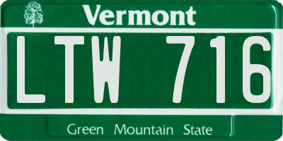 VT license plate LTW716