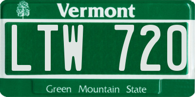VT license plate LTW720