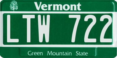 VT license plate LTW722
