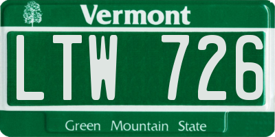 VT license plate LTW726