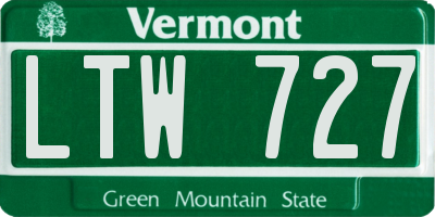 VT license plate LTW727
